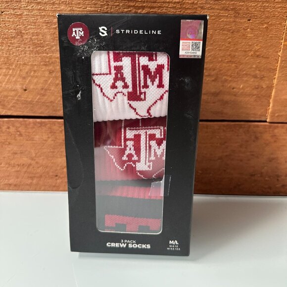 3 Pair ATM Socks Mens M/L Variety Colors Texas A&M University Strideline - Picture 1 of 10